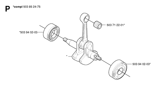Crankshaft Diagram and Parts List for 325HDA55X 20054000001 & Above Husqvarna Hedge Trimmer