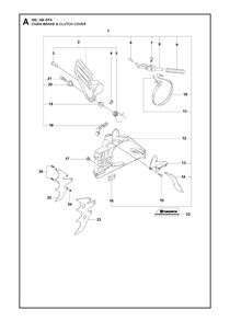 Chain Brake And Clutch Cover Diagram and Parts List for 395XP-XPG (EPA)(20163900001 - 20193499999) Husqvarna Chainsaw