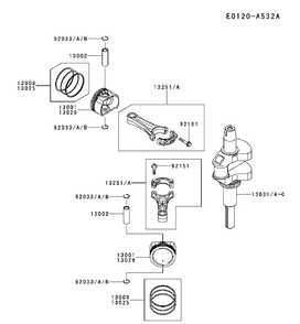 Piston And Crankshaft Diagram and Parts List for FS481V-AS55 2017-09 Husqvarna Engine
