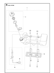 Fuel System Diagram and Parts List for 331R  Husqvarna Edger