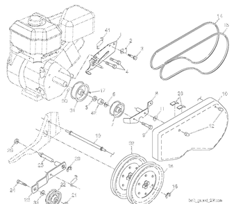 Belt Guard And Pulley Diagram and Parts List for 25009 250093 Husqvarna Cultivator