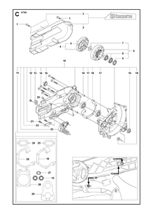 Crankcase Diagram and Parts List for K760 2011-08 Husqvarna Lawn Tractor Accessories