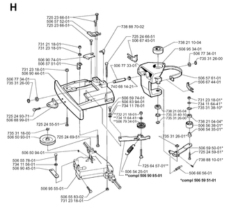 Transmission Diagram and Parts List for R850 1997-03 Husqvarna Lawn Tractor