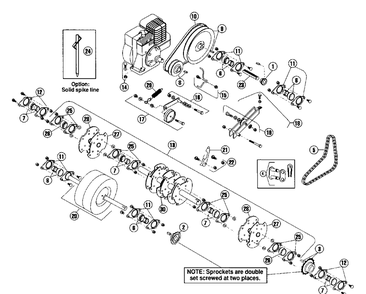 Power Train / Tine Rotor Diagram and Parts List for AR19 2000-12 Husqvarna Aerator