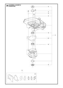 Crankcase Diagram and Parts List for 522HDR 60-75 X Husqvarna Hedge Trimmer