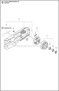 Clutch Diagram and Parts List for K1270II  Husqvarna Concrete Saw