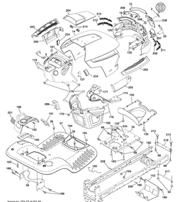 Chassis Diagram and Parts List for LGT2554 (96043009400)(2009-10) Husqvarna Lawn Mower