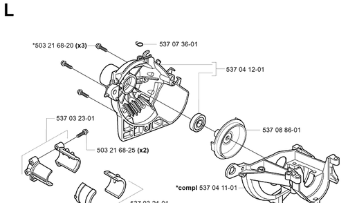 Crankcase And Clutchdrum Diagram and Parts List for 325HDA55 (X-SERIES)(20010100001-20011800000) Husqvarna Hedge Trimmer
