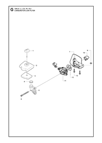 Carburetor And Air Filter Diagram and Parts List for 326RX 20091800001 & Above Husqvarna Trimmer