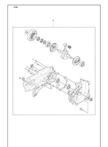 Crankcase Assy Diagram and Parts List for K750 2008-10 Husqvarna Lawn Tractor Accessories