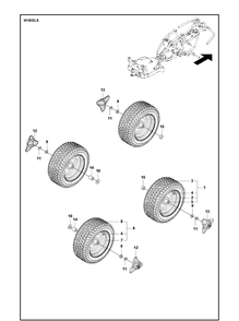 Wheels And Tires Diagram and Parts List for R112IC 967848201 Husqvarna Lawn Mower