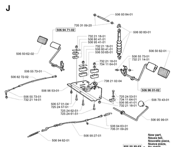 Pedals Diagram and Parts List for PR15 2002-02 Husqvarna Lawn Mower