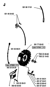 Ignition System Diagram and Parts List for 61 19933600001-19970100000 Husqvarna Chainsaw