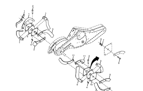 Tine Assembly Diagram and Parts List for 500RTTA (500HRTTA)(2003-11) Husqvarna Cultivator