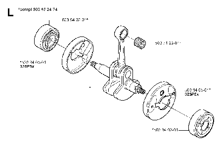Crankshaft Diagram and Parts List for 323P4 20042300001-20062700000 Husqvarna Pole Saw