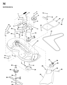 Mower Deck / Cutting Deck Diagram and Parts List for LTH130 (HE13H36D)(1997-03) Husqvarna Lawn Tractor