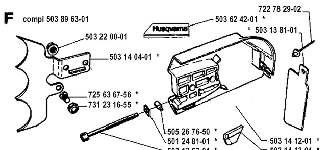 Clutch Cover Diagram and Parts List for 3120 19942300001-19960100000 Husqvarna Chainsaw