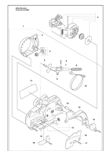 Clutch Cover Diagram and Parts List for 455E 2009-10 Husqvarna Chainsaw