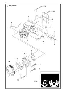 Carburetor And Air Filter Diagram and Parts List for 240E (TRIOBRAKE)(20100100001-20102300000) Husqvarna Chainsaw