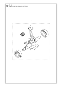 Crankshaft Diagram and Parts List for 131RB 20181300001 & Above Husqvarna Brush Cutter