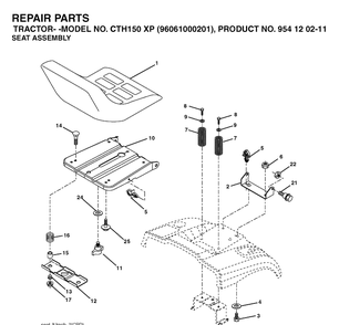 Seat Diagram and Parts List for CTH150XP (96061000201)(2005-04) Husqvarna Lawn Tractor