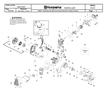 Engine Diagram and Parts List for 125LDX 20082200001-Current Husqvarna Edger