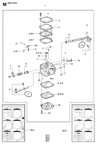 Carburetor Details Diagram and Parts List for K950CHAIN 2007-01 Husqvarna Circular Saw