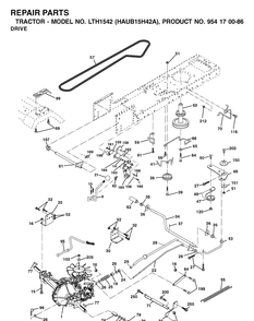 Drive Diagram and Parts List for LTH1542 (HAUB15H42A)(2003-01) Husqvarna Lawn Tractor