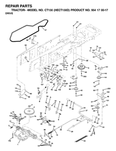 Drive Diagram and Parts List for CT130 (954170017-D)(2001-01) Husqvarna Lawn Tractor