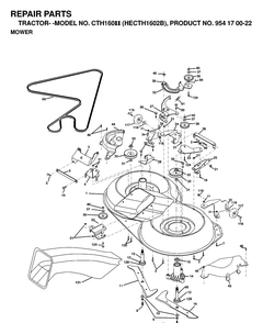 Mower Deck / Cutting Deck Diagram and Parts List for CTH160II (HECTH1602B)(2000-02) Husqvarna Lawn Tractor