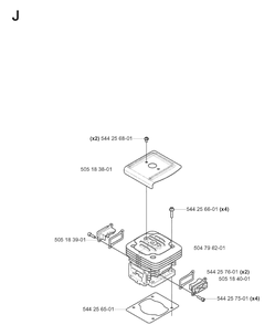 Cylinder Diagram and Parts List for 180BF 20080500001-20084000000 Husqvarna Leaf Blower / Vacuum