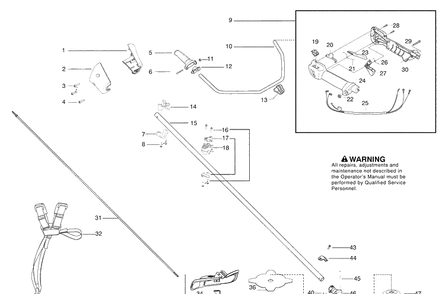 Handle And Controls Diagram and Parts List for 128R 2009-05 Husqvarna Brush Cutter