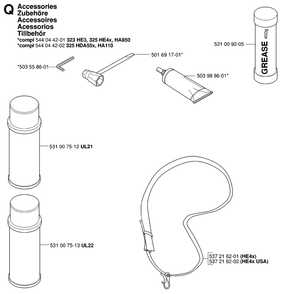 Accessories Diagram and Parts List for 325HDA55X 20053600001 - 20054000000 Husqvarna Hedge Trimmer