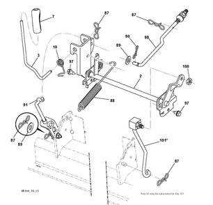 Mower Lift / Deck Lift Diagram and Parts List for YTH150 (96041002102)(2009-01) Husqvarna Lawn Tractor