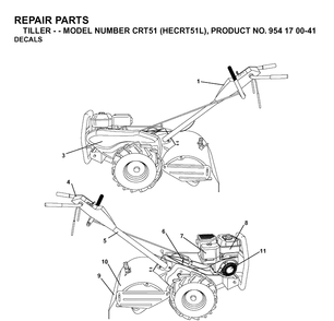 Decals Diagram and Parts List for CRT51 (HECRT51L)(2003-01) Husqvarna Cultivator