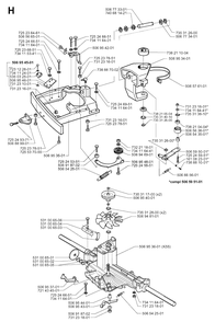 Transmission Diagram and Parts List for R850HST 1998-03 Husqvarna Lawn Tractor