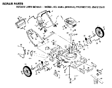 Repair Parts Diagram and Parts List for 56SF (H56SFG, 954072501)(1995-03) Husqvarna Lawn Mower