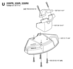 Guards 2 Diagram and Parts List for 232R 20144900001 & Above Husqvarna Trimmer