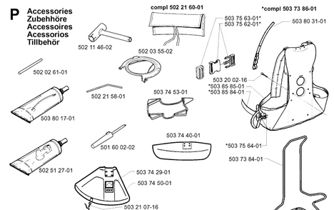 Accessories Diagram and Parts List for 240RBD 19970500001-20004000000 Husqvarna Brush Cutter
