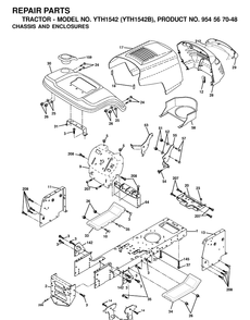 Chassis And Enclosures Diagram and Parts List for YTH1542 (954567048)(2001-01) Husqvarna Lawn Tractor