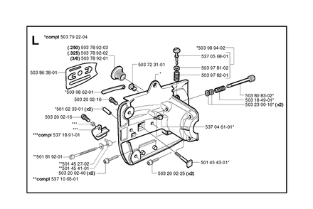 Crankcase Diagram and Parts List for 336 20034000001-20040100000 Husqvarna Chainsaw