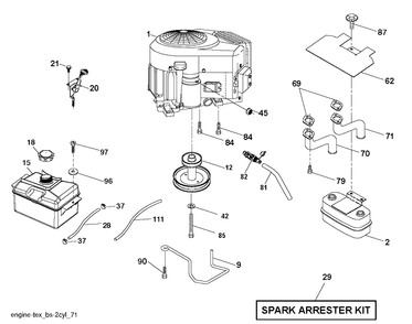 Engine Diagram and Parts List for YTH22V46 (96045004100)(2012-09) Husqvarna Lawn Tractor