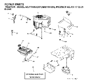 Engine Diagram and Parts List for YTH1542XP (HAU15H42H, 954170225)(2004-09) Husqvarna Lawn Tractor