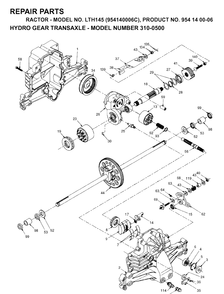 Transmission Diagram and Parts List for LTH145 (954140006C)(1998-02) Husqvarna Lawn Tractor