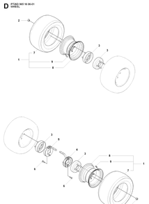 Wheels And Tires Diagram and Parts List for PT26D (965160601)(2008-02) Husqvarna Lawn Mower