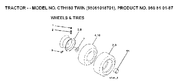 Wheels And Tires Diagram and Parts List for CTH180TWIN (96061018701)(2007-05) Husqvarna Lawn Tractor