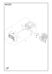 Exhaust Diagram and Parts List for HH301EFI 598610301, 598610302 Husqvarna Engine