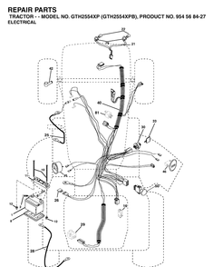 Electrical Diagram and Parts List for GTH2554XP-GTH2554XPB 2004-08 Husqvarna Lawn Tractor
