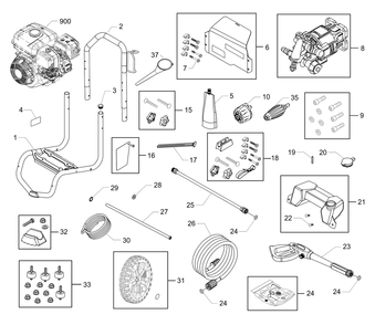 Main Unit Diagram and Parts List for 020832-00  Husqvarna Pressure Washer