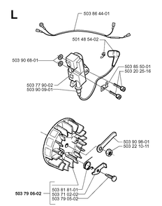 Electrical Diagram and Parts List for 335XPT 19970500001-19991000000 Husqvarna Chainsaw